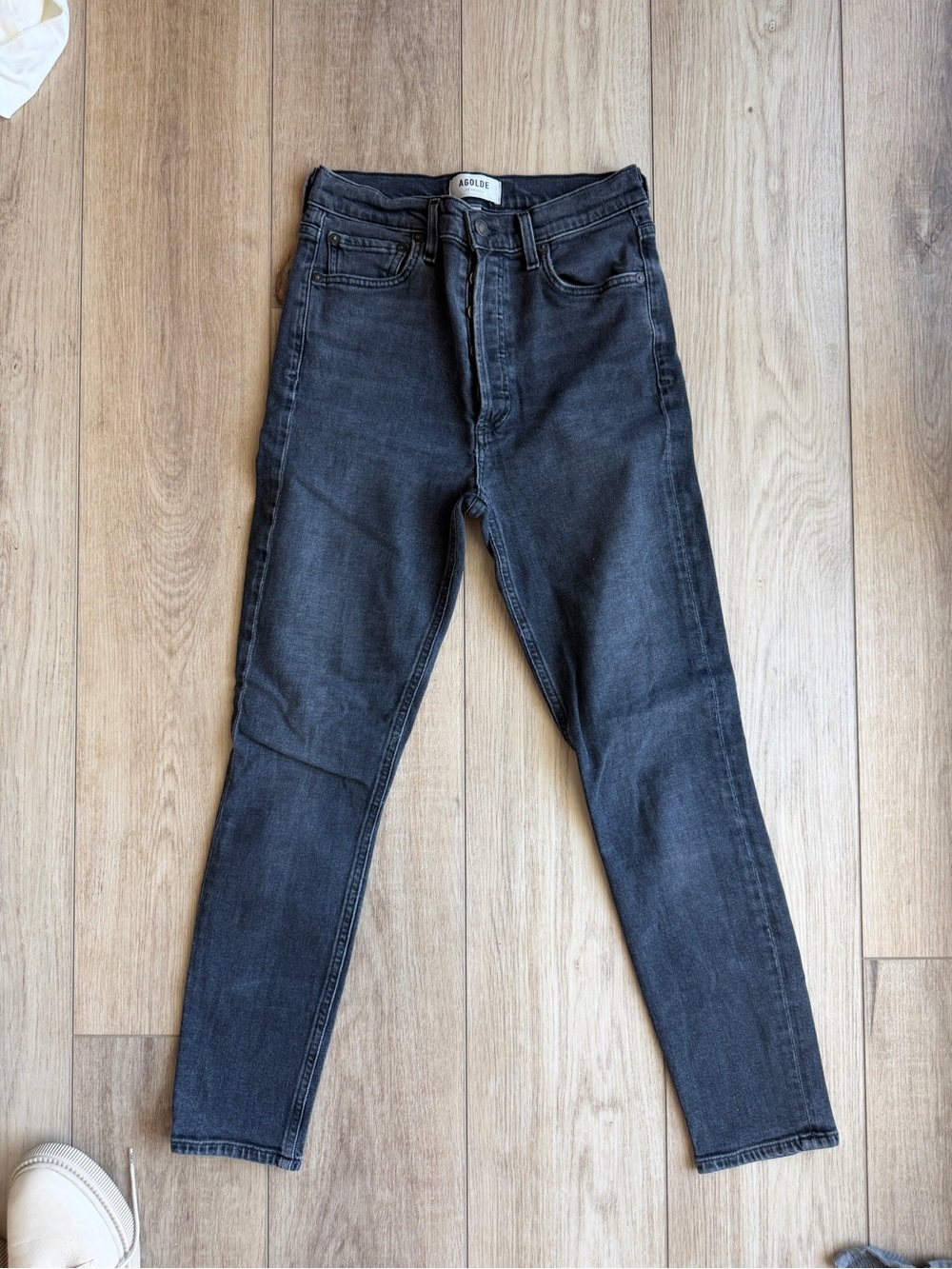 Agolde Slim High-Rise Skinny Jeans in Washed Black
